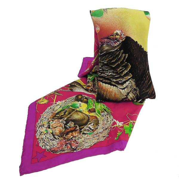 【美品】HERMES(エルメス)アニマル柄 シルク スカーフ