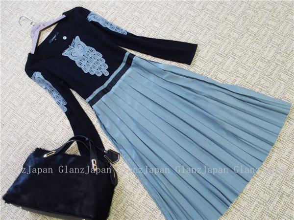 HX41*限*秋冬*9-11号*グレー系*ふくろうモチーフ*切り替えワンピ