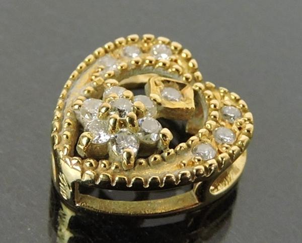 ジュエリーマキ K18 ダイヤ0.150ct ペンダントトップ ハート1.4g