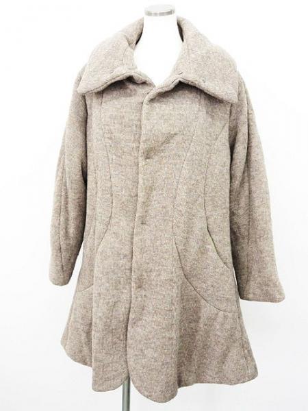 【プランテーション】コート ニット ロング丈 ウール混 ベージュ