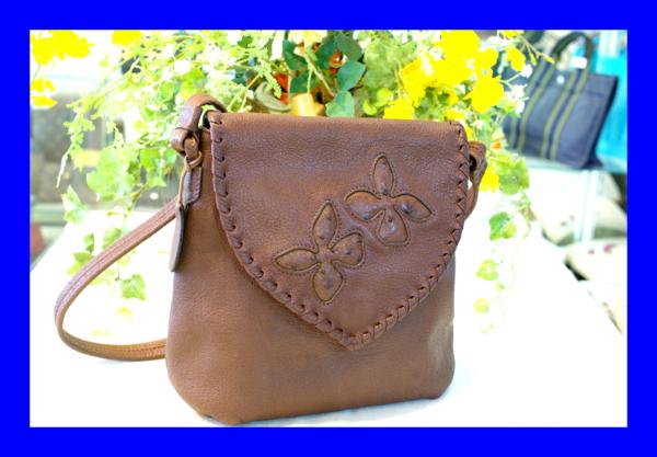 ★美品イビザ IBIZA オーストリッチ レザー ショルダーバッグ