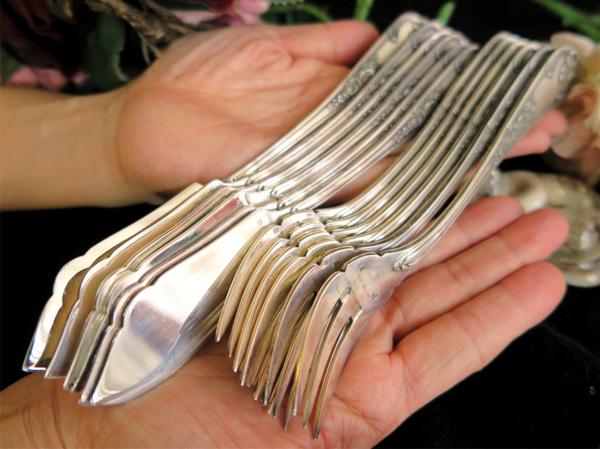 美ルイ15世様式フランス純銀P.アンティークシルバーカトラリー#1