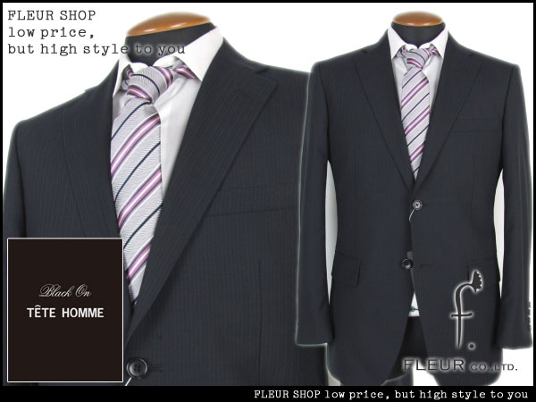 ■4369■テットオム 新品 春夏 ストライプシングルスーツAB6/紺