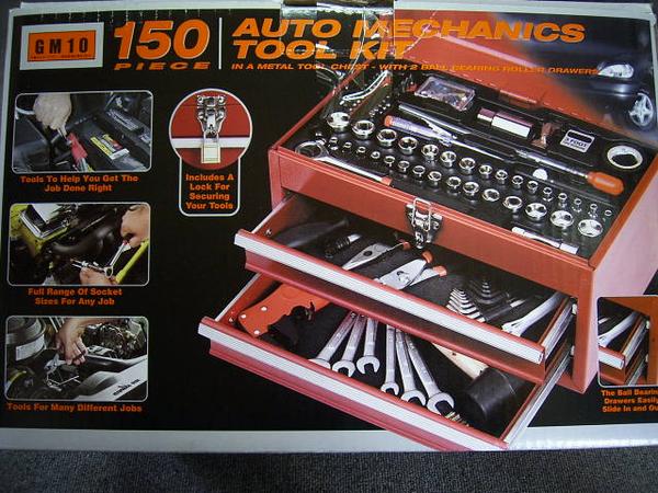 限定10台 バイク整備に 工具セット ミリ・インチ・工具箱 150P　