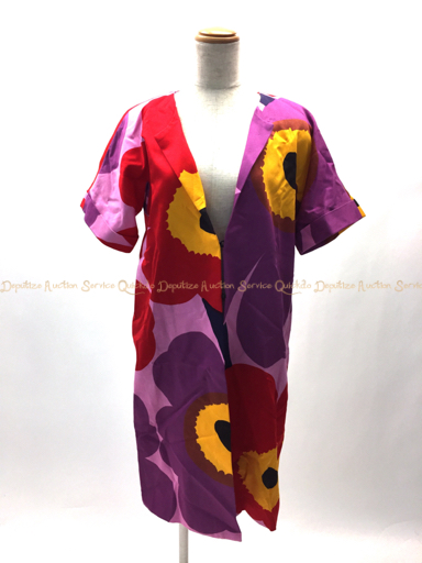 美品 マリメッコ ノーカラーロングジャケット 女性 サイズ38