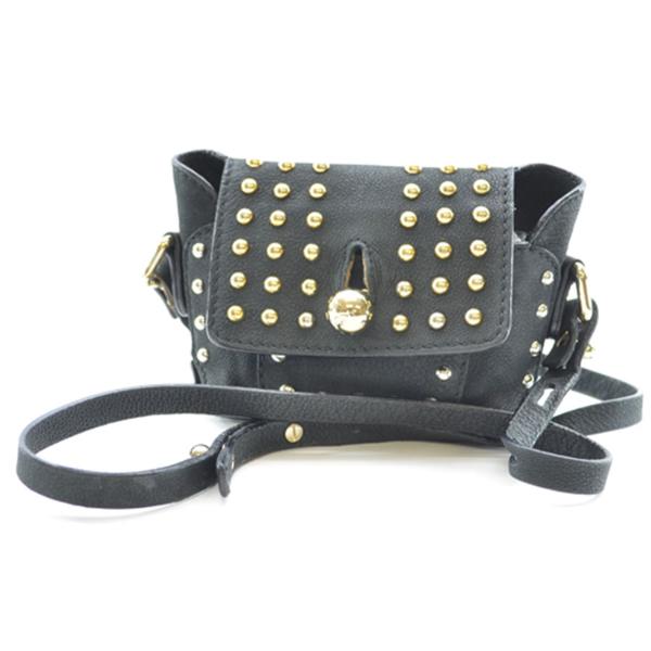 ソニアリキエル ショルダーバッグ レザーx金属 ブラック r2391