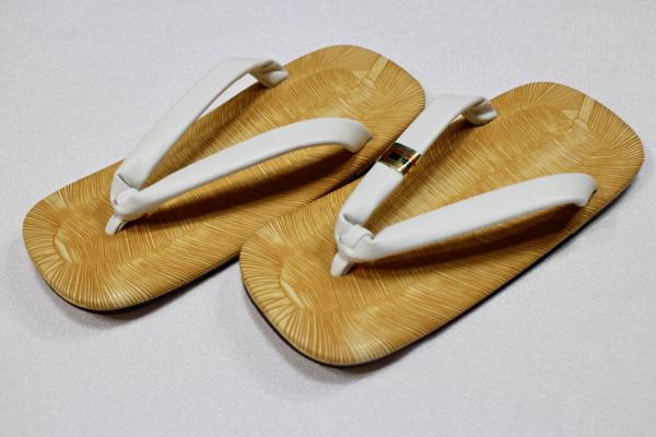 きもの和苑★新古品【男物雪駄】特殊牛革底★白色鼻緒★25.0cm