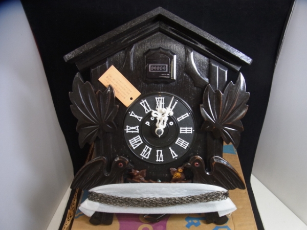 【手塚時計】 本打式巻ハト時計 　POPPO鳩時計　天然木　手彫り