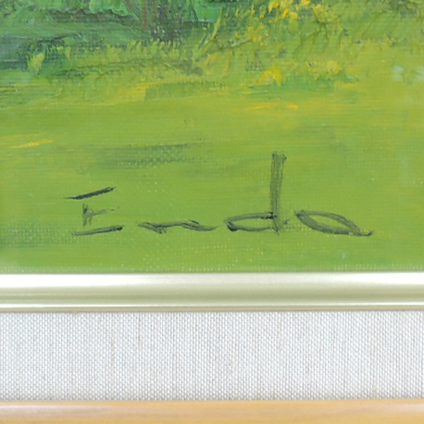 ◆絵画◆　油彩画　K.fujii 額装　額縁　油絵　静物画　額　風景画　F6 絵画◇額装 遠藤 勝 肉筆油絵 自然 風景画 北アルプス F6号◇⑧