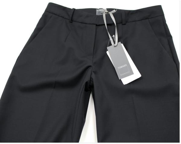 1円トマソステファネリ◇黒 上質ウール美脚パンツp635*i40新品