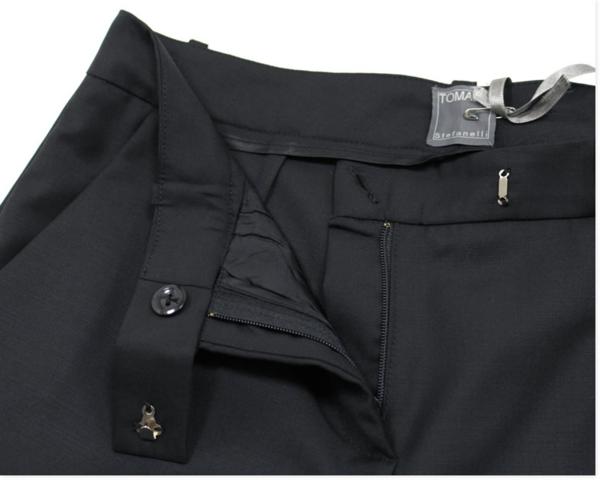 1円トマソステファネリ◇黒 上質ウール美脚パンツp635*i40新品