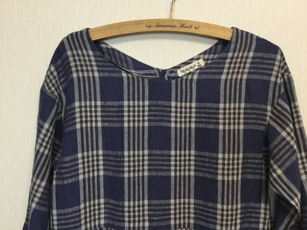 SM2 リネンチェックワンピース ブルー M 未使用タグ付