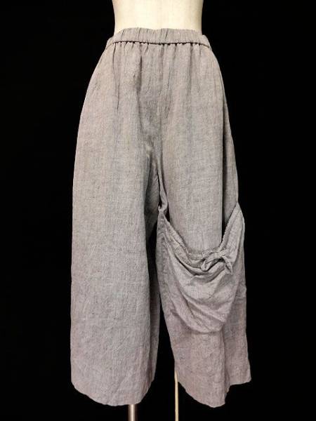 ☆美品☆慈雨センソユニコ/リネン&シルク混変形パンツ灰R282
