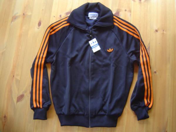 70s アディダス 上下set ジャージ トラックトップ デサント 黒橙 ビンテージ 新品 デッドストック 浜田 菅田将暉 優作 北野広大 熱中時代