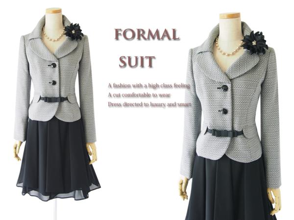 9号 上品な個性派 デコルテ美人 モノトーン 七五三 スーツ#0M054