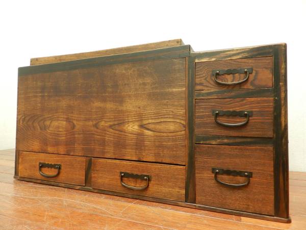 囲炉裏 玉杢 関東火鉢 時代家具 欅製 縁黒柿 2尺2寸 BE916 -黒柿