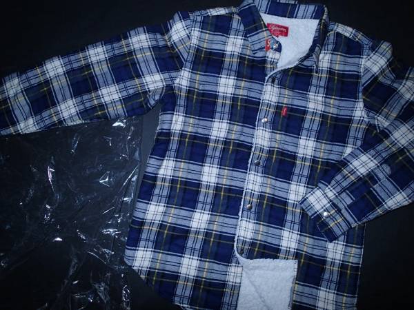 新品 15FW SUPREME Flannel Sherpa Shirt ROYAL S WTAPS