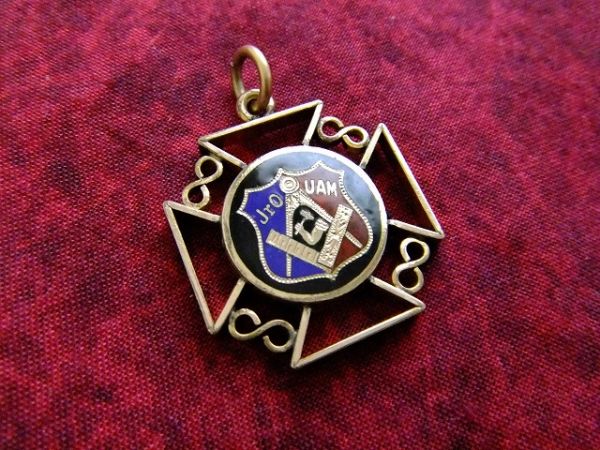 アンティーク◆フリーメイソン 金張り フォブ ペンダント/723