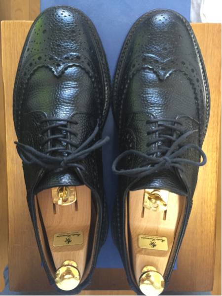 【美品】SANDERS サンダース グレインブローグシューズ UK6.5黒