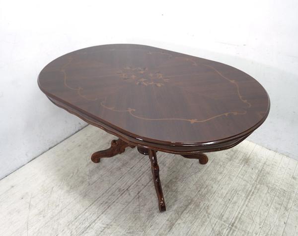 ヨーロピアン クラシカル 象嵌 ダイニング テーブル オーバル