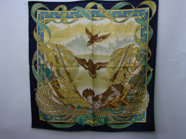 ◆サルバトーレ・フェラガモ　スカーフ　鳥とハンター◆