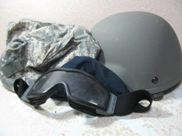 美品 米軍実物 MSA製 ACH ケブラー ヘルメット L ゴーグル付 米軍実物