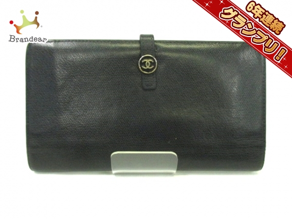 CHANEL(シャネル) 長財布 ココボタン 黒 レザー