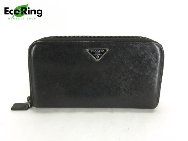 1円 プラダ ラウンドファスナー 長財布 ブラック DD265