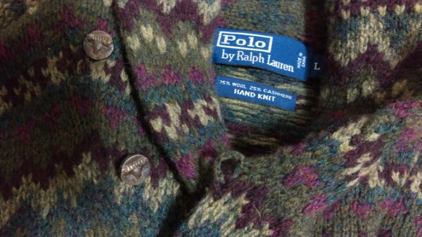 ラルフローレン ショールカラーニット L 海外買付 RRLラグビー
