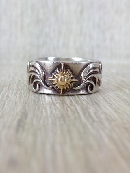 ARIZONA FREEDOM◆10mmK18中太陽神付浮き巻唐草リング/SV950/1…