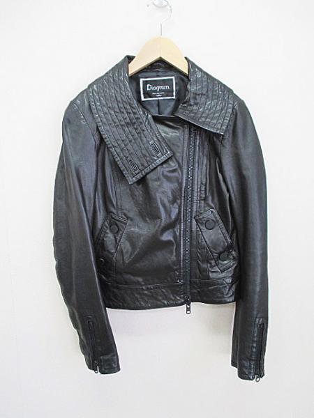 Diagram GRACE CONTINENTAL ライダースジャケット 羊革 黒 36