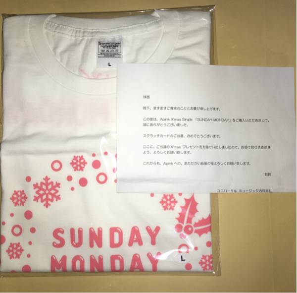 APINK SUNDAY MONDAY スクラッチ 当選 C賞 オリジナル Tシャツ MONDAY