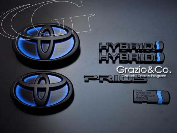 Grazio&Co 30プリウス エンブレム6点SET 艶消し 黒 マット