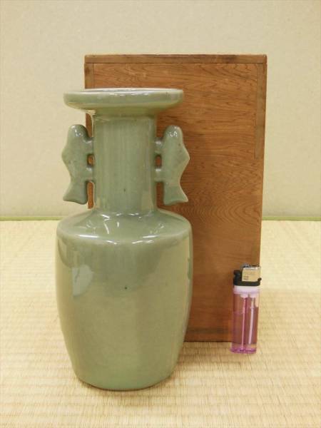 七官青磁 魚耳付 花生 明時代 検：茶道具 xvpbvx 【公式通販】