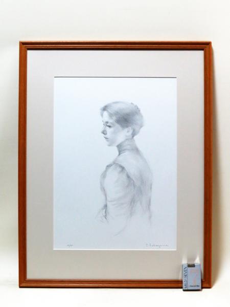 絵画館 芸術院会員 中山忠彦 リト「優しき相貌Ⅲ-E」直筆サイン 油彩