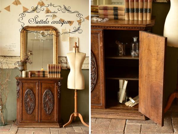 ○。英国アンティーク 木味カウンターテーブル 収納棚 ラック 机