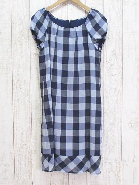 ANAYI/アナイ/ワンピース/半袖/膝丈/パフスリーブ/36/ネイビー