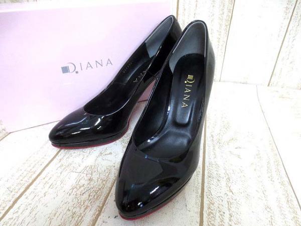 ダイアナ DIANA パンプス 25.0cm 黒 エナメル バイカラー