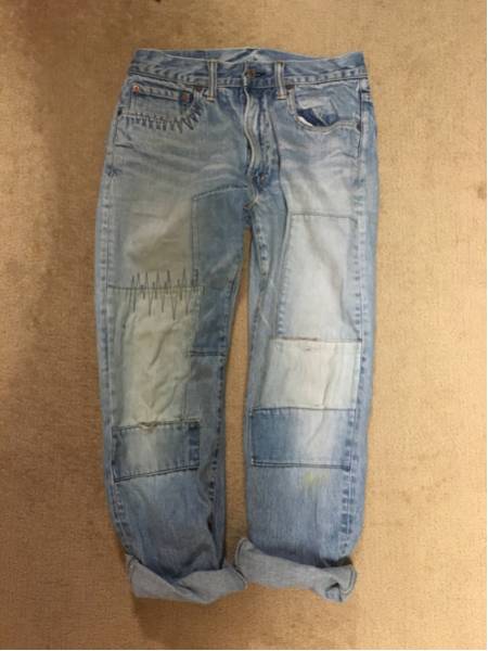 ハリラン購入 blueblue ダメージ加工 デニム 31 /hrmgaijinmade 
