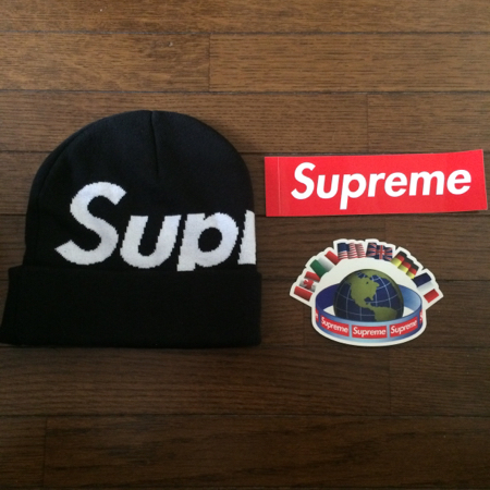 新品 Supreme Big Logo Beanie Black Box Nike 原宿店購入