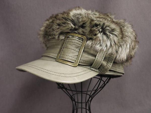 ディーゼル フェイクファー ラムレザー 切替 キャップ ◆■