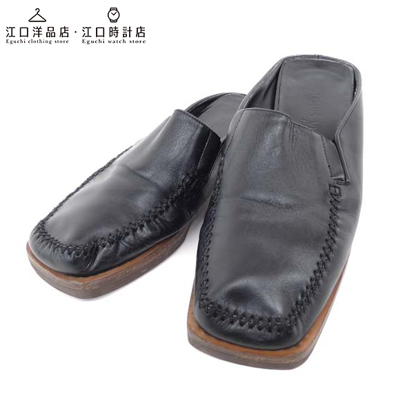 美品[ルイヴィトン] レザー スリッポン サンダル 黒 メンズ 6
