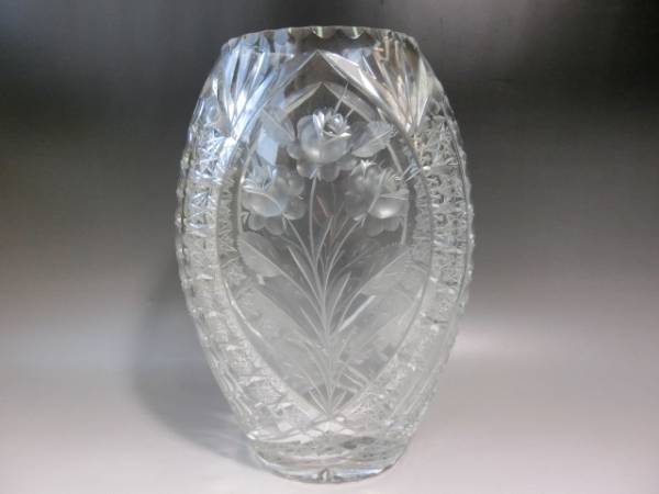 ●マイセン クリスタル ハンドカットフラワーベース 共箱付●