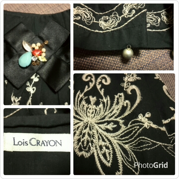 LoisCRAYON☆ロイスクレヨン☆華やか刺繍スカート☆黒☆M 【公式通販】