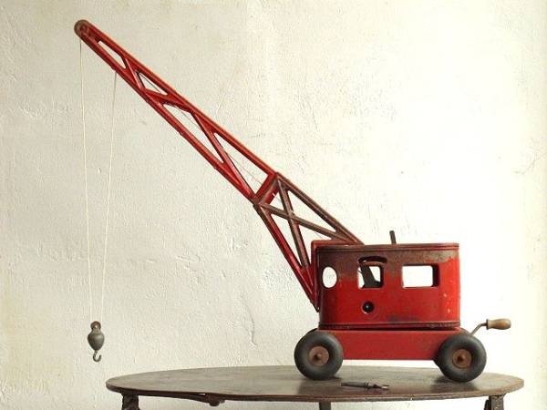 1950 フランス 完動品 クレーン車 ブリキ ヴィンテージ ゼンマイ