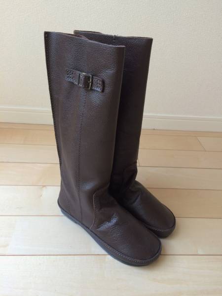 新品 KOOS風 本革ロングブーツ ダークブラウン茶 サイズL KOOS