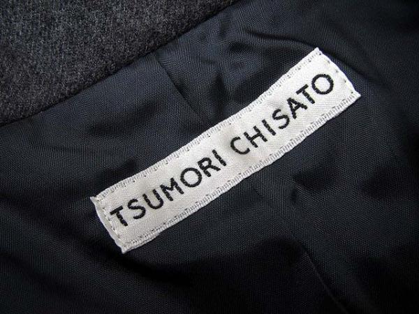 ツモリチサト ジャケット 1B ウール ピークドラペル 灰2↑中古