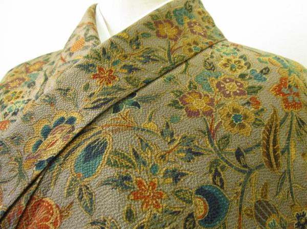 ★着物10★ 1円 逸品!!縮緬 更紗 袷小紋 ☆☆☆☆