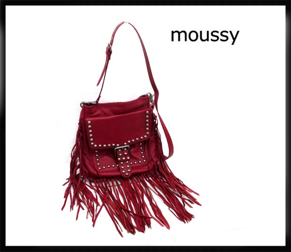 【質TS】moussy マウジー 赤 フリンジスタッズショルダー　美品