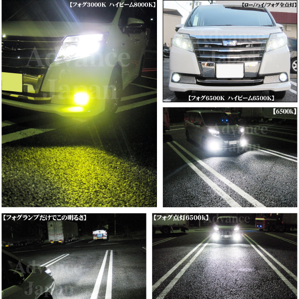 H8 LEDフォグランプ ファンレス 無極性 1年保証 CREE 22w 3000lm